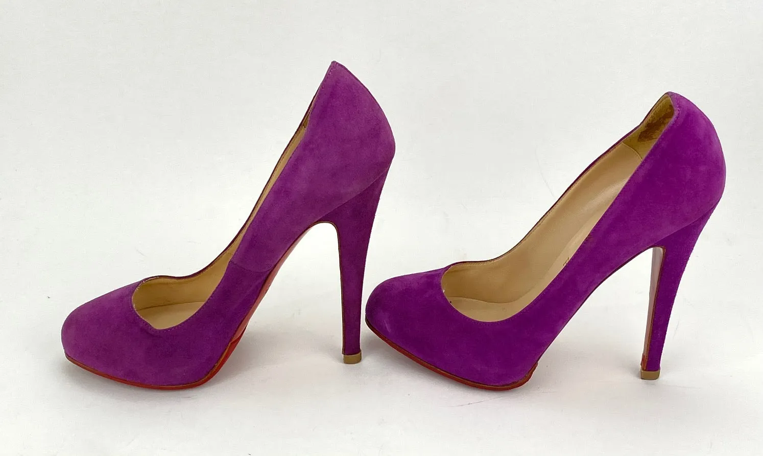 CHRISTIAN LOUBOUTIN Suede Purple Pumps Heels SZ 37 / Us 7