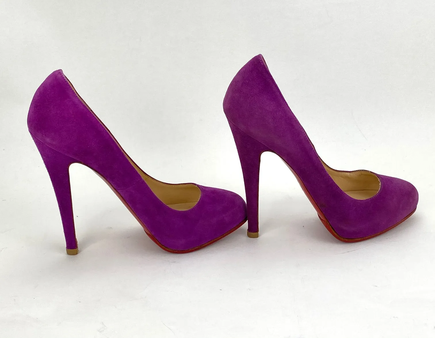 CHRISTIAN LOUBOUTIN Suede Purple Pumps Heels SZ 37 / Us 7