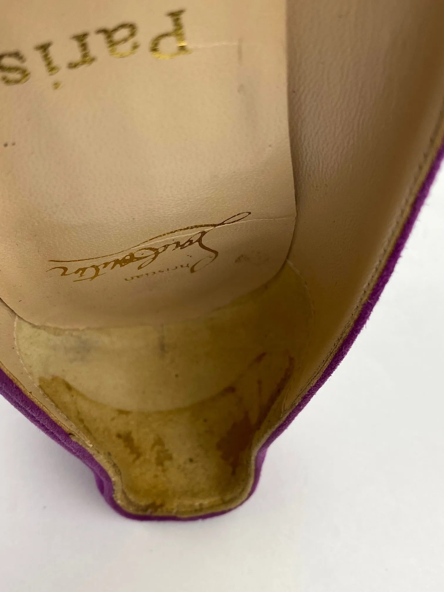 CHRISTIAN LOUBOUTIN Suede Purple Pumps Heels SZ 37 / Us 7