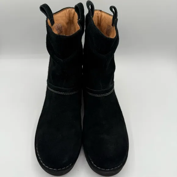 Clarks Unstructured Ashburn Women’s Short Slouch Boot Black Suede SZ 7.5 Wide