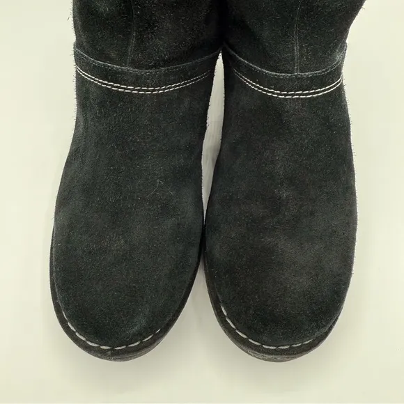 Clarks Unstructured Ashburn Women’s Short Slouch Boot Black Suede SZ 7.5 Wide