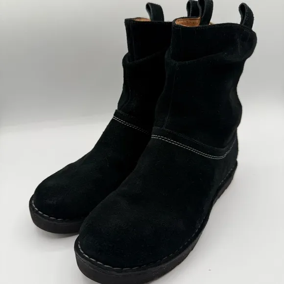 Clarks Unstructured Ashburn Women’s Short Slouch Boot Black Suede SZ 7.5 Wide