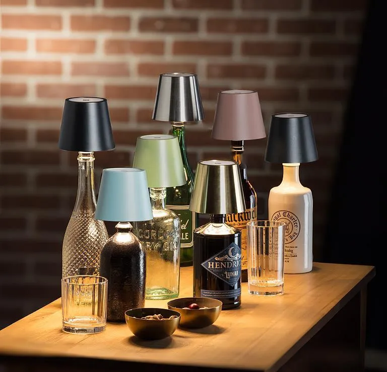 Classic Shade LED Bottle Stopper Light - Brushed Silver