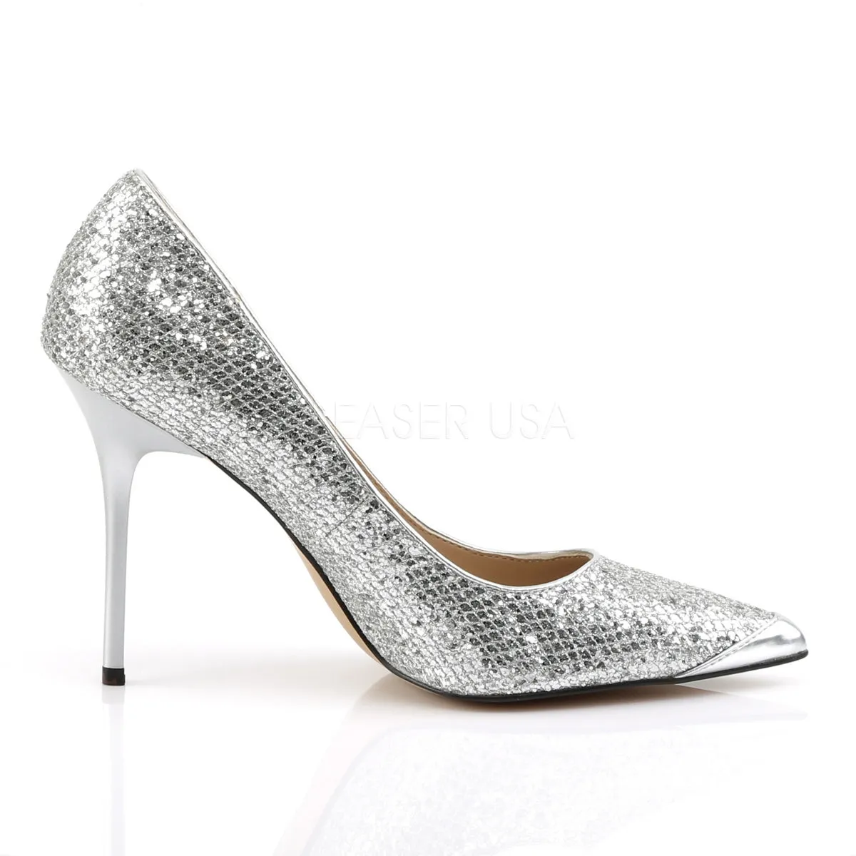 CLASSIQUE-20  Silver Glittery Lame Fabric