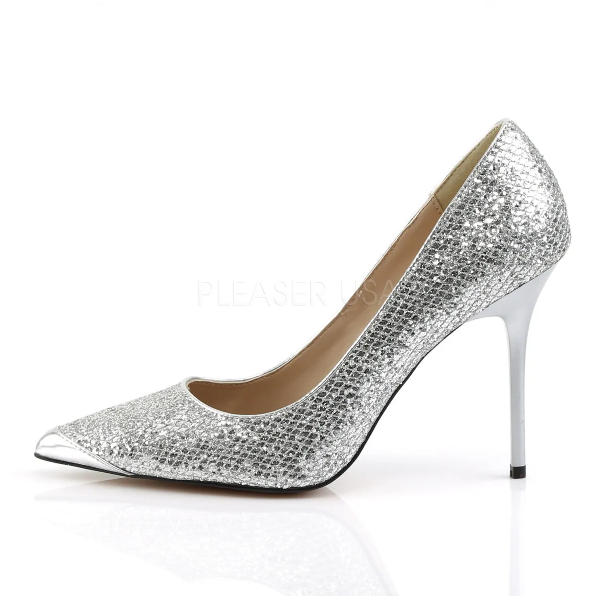 CLASSIQUE-20  Silver Glittery Lame Fabric