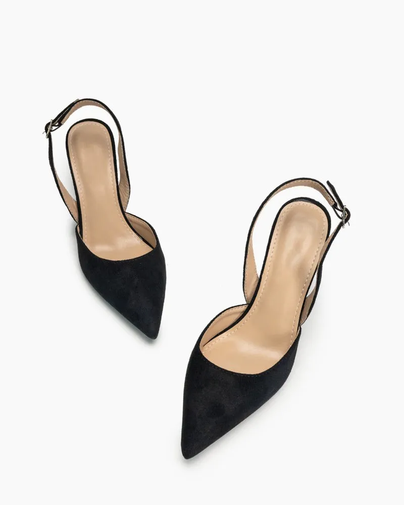 (Clean Up - US 9.5) High Heel Minimalist Suede Pointed Toe Pumps