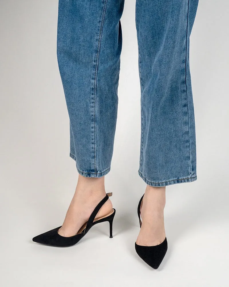(Clean Up - US 9.5) High Heel Minimalist Suede Pointed Toe Pumps