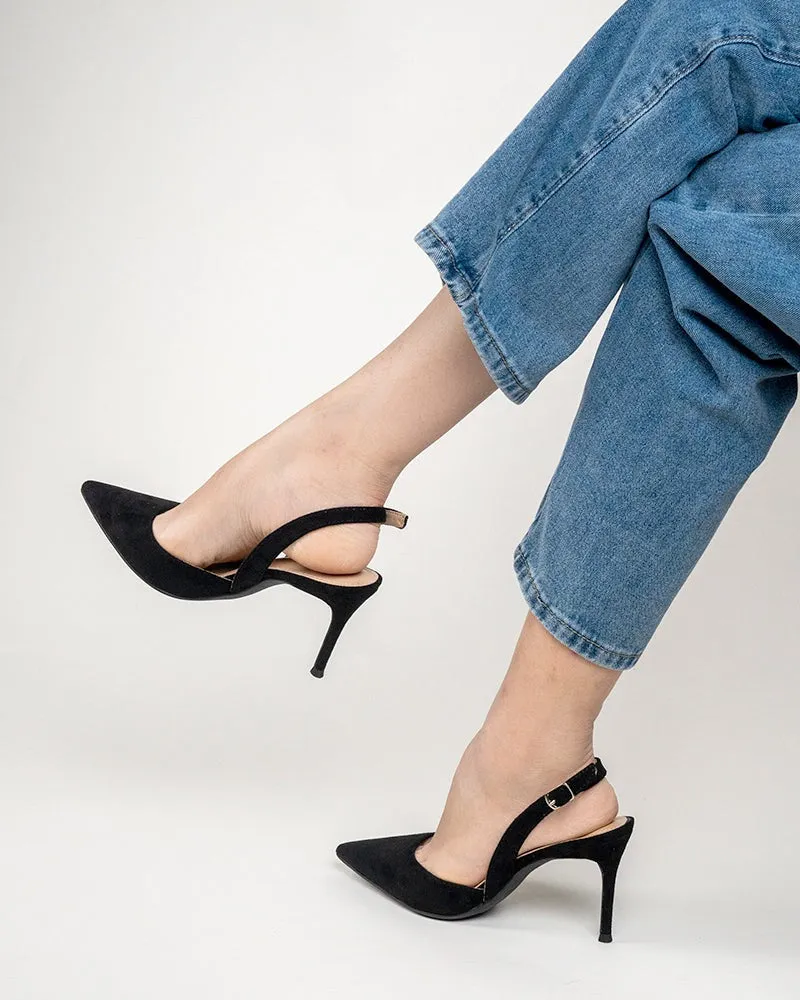 (Clean Up - US 9.5) High Heel Minimalist Suede Pointed Toe Pumps