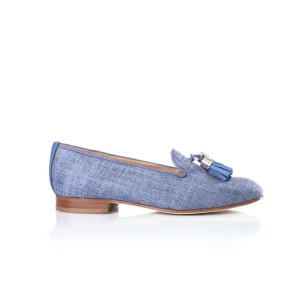 Denim Blue Smoking Slippers