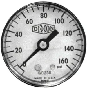 Dixon Valve Standard Dry Gauges, 0 to 5000 psi, 1/4 in NPT (M), Lower Mount Mount, GL375