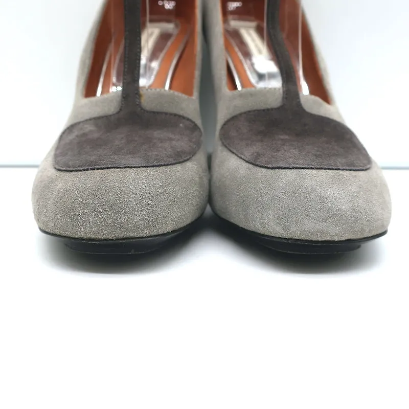 Dries Van Noten T-Strap Pumps Gray Two Tone Suede Size 41