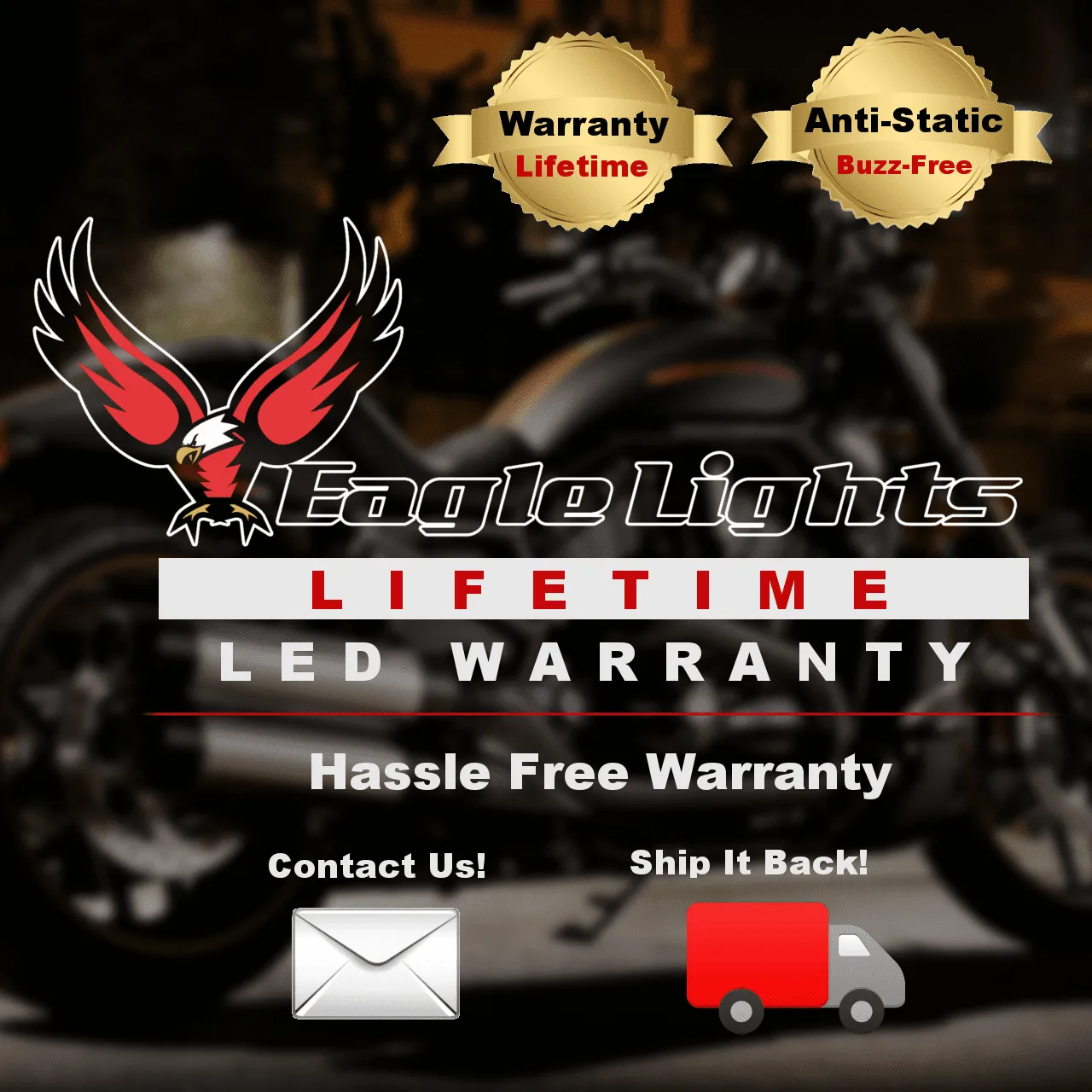 Eagle Lights 3 1/4" Front and Rear LED Turn Signal Kit For Harley Davidson Motorcycles - Generation II / Amber Rear Turn Signals