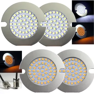Eagle Lights 3 1/4" Front and Rear LED Turn Signal Kit For Harley Davidson Motorcycles - Generation II / Amber Rear Turn Signals
