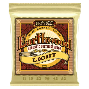 Ernie Ball Earthwood Light 80/20 Bronze Acoustic Guitar Strings, 11-52 Gauge
