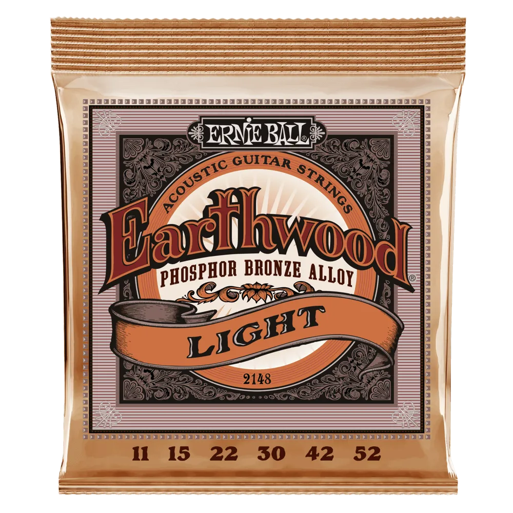 Ernie Ball Earthwood Light Phosphor Bronze Acoustic Guitar String, 11-52 Gauge
