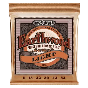 Ernie Ball Earthwood Light Phosphor Bronze Acoustic Guitar String, 11-52 Gauge
