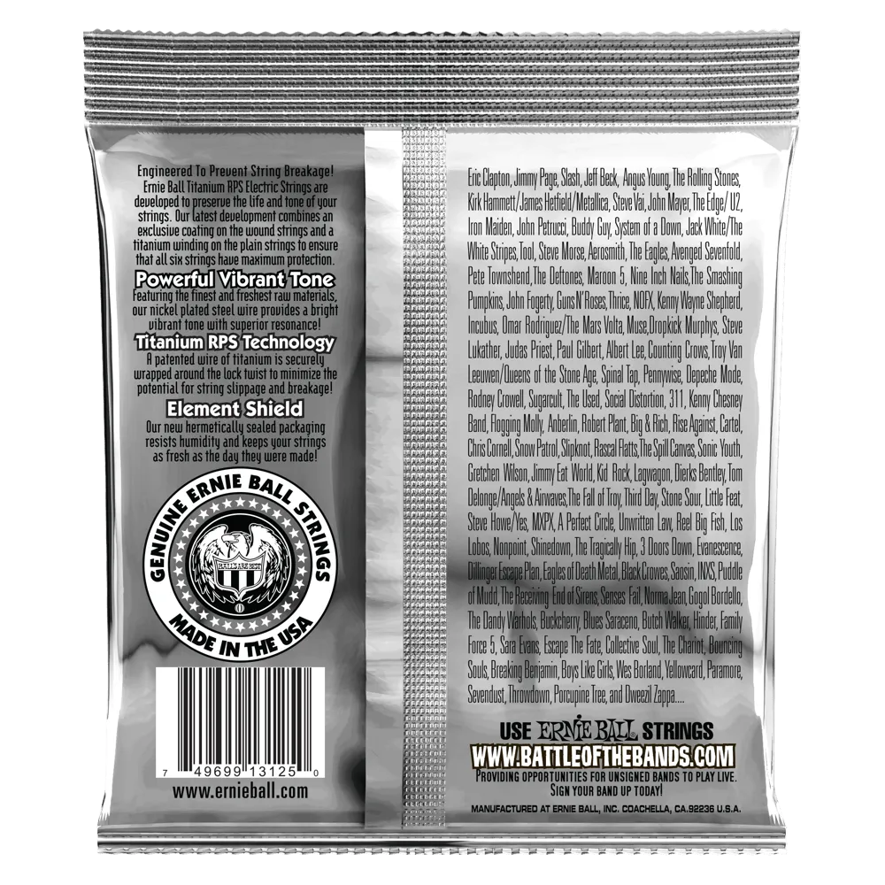 Ernie Ball Extra Slinky Coated Titanium RPS Electric Guitar String, 8-38 Gauge