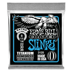 Ernie Ball Extra Slinky Coated Titanium RPS Electric Guitar String, 8-38 Gauge