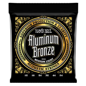 Ernie Ball Medium Light Aluminum Bronze Acoustic Guitar Strings, 12-54 Gauge