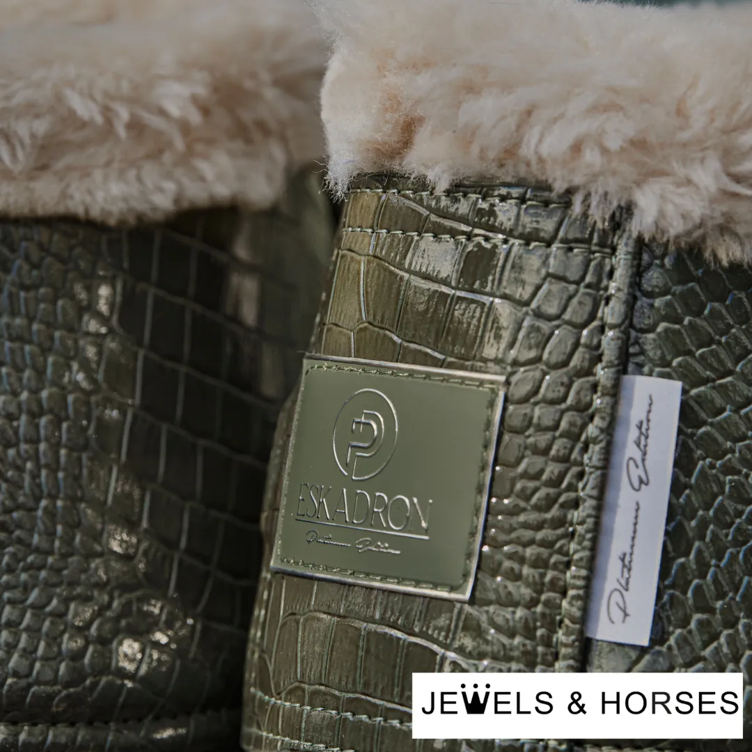 Eskadron Platinum Croco Fauxfur Bell Boots - Ash Green