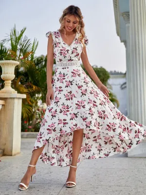 Floral High/Low Hem Dress