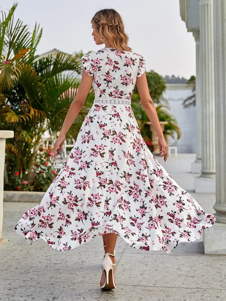 Floral High/Low Hem Dress