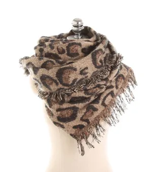 Fringed Edge Leopard Scarf