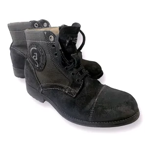G-STAR RAW Denim &amp; Suede Leather Tie-Up Boots Mens 7 Black Style GS11036…