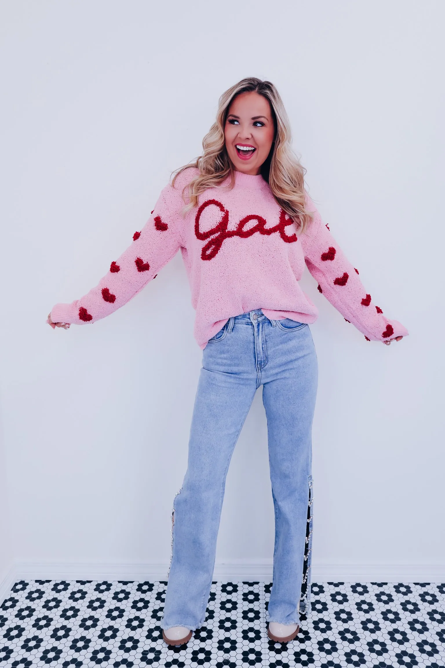 Gal Chenille Heart Sweater