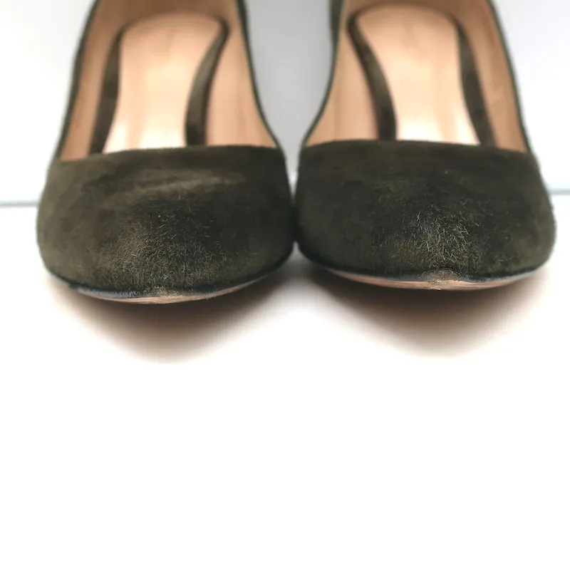 Gianvito Rossi Gianvito 85 Pumps Dark Olive Suede Size 39 Pointed Toe Heels