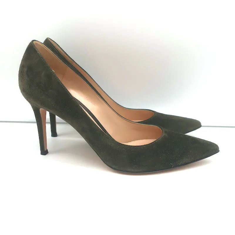 Gianvito Rossi Gianvito 85 Pumps Dark Olive Suede Size 39 Pointed Toe Heels