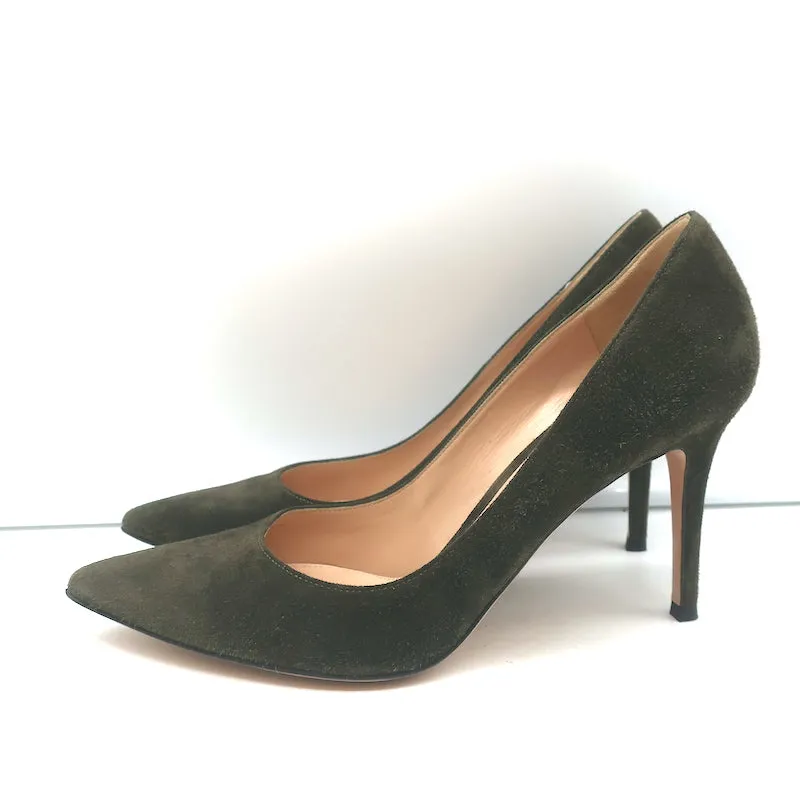 Gianvito Rossi Gianvito 85 Pumps Dark Olive Suede Size 39 Pointed Toe Heels