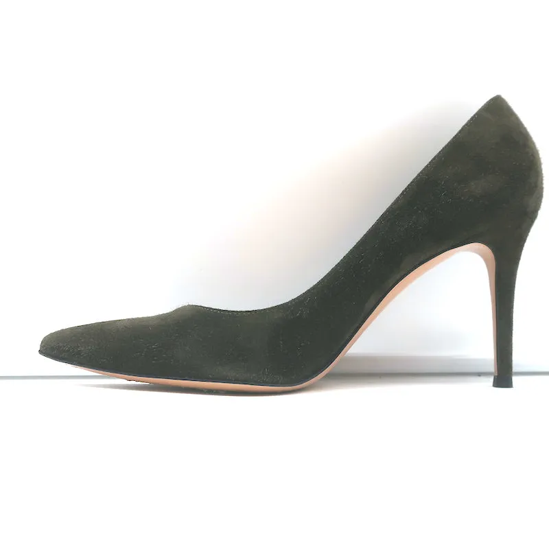 Gianvito Rossi Gianvito 85 Pumps Dark Olive Suede Size 39 Pointed Toe Heels