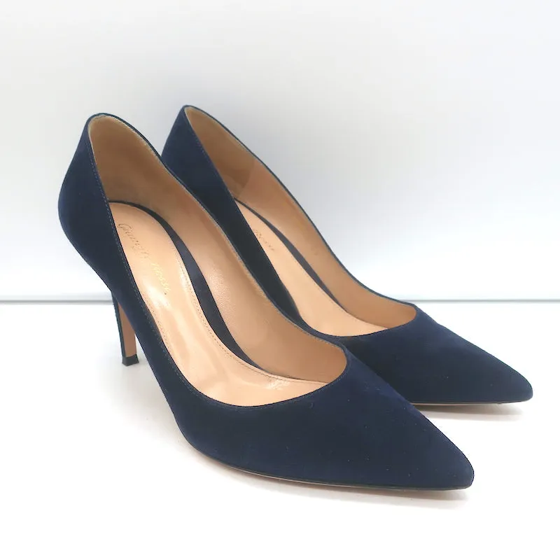 Gianvito Rossi Gianvito 85 Pumps Navy Suede Size 39 Pointed Toe Heels