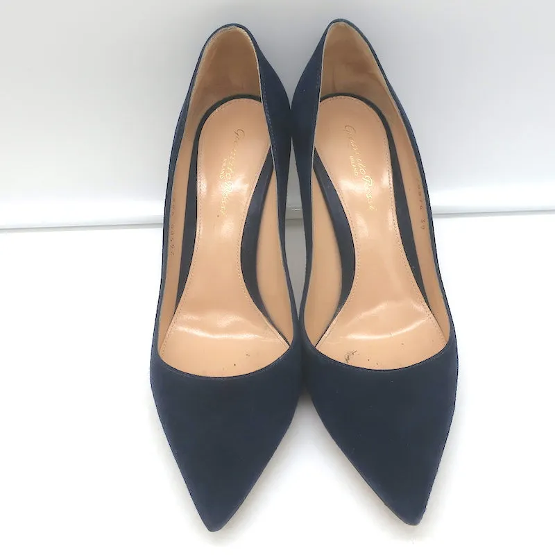 Gianvito Rossi Gianvito 85 Pumps Navy Suede Size 39 Pointed Toe Heels