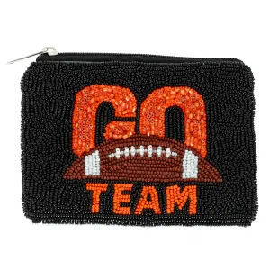 GO TEAM SEED BEADED FOOTBALL COIN BAG