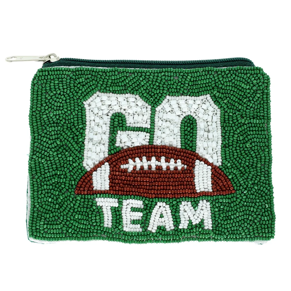 GO TEAM SEED BEADED FOOTBALL COIN BAG