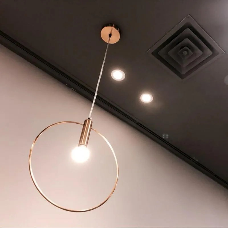 Gold Metal Ring Pendant Light