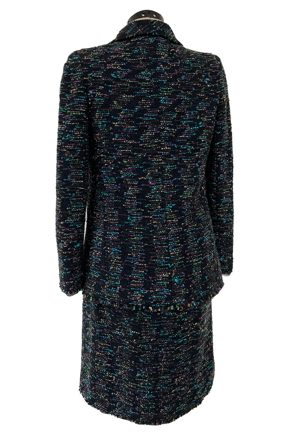 Gorgeous Fall 2000 Chanel by Karl Lagerfeld Haute Couture Ruffled Three Piece Boucle Runway Suit
