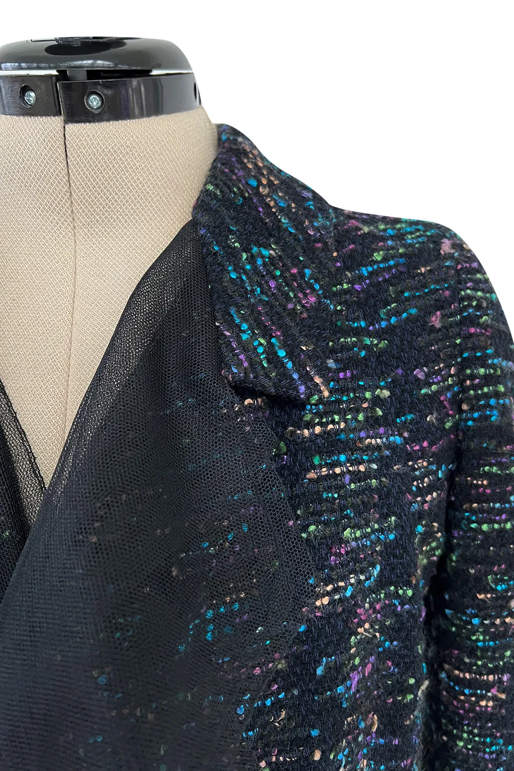 Gorgeous Fall 2000 Chanel by Karl Lagerfeld Haute Couture Ruffled Three Piece Boucle Runway Suit