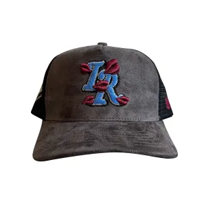 GREY SUEDE LR TRUCKER HAT