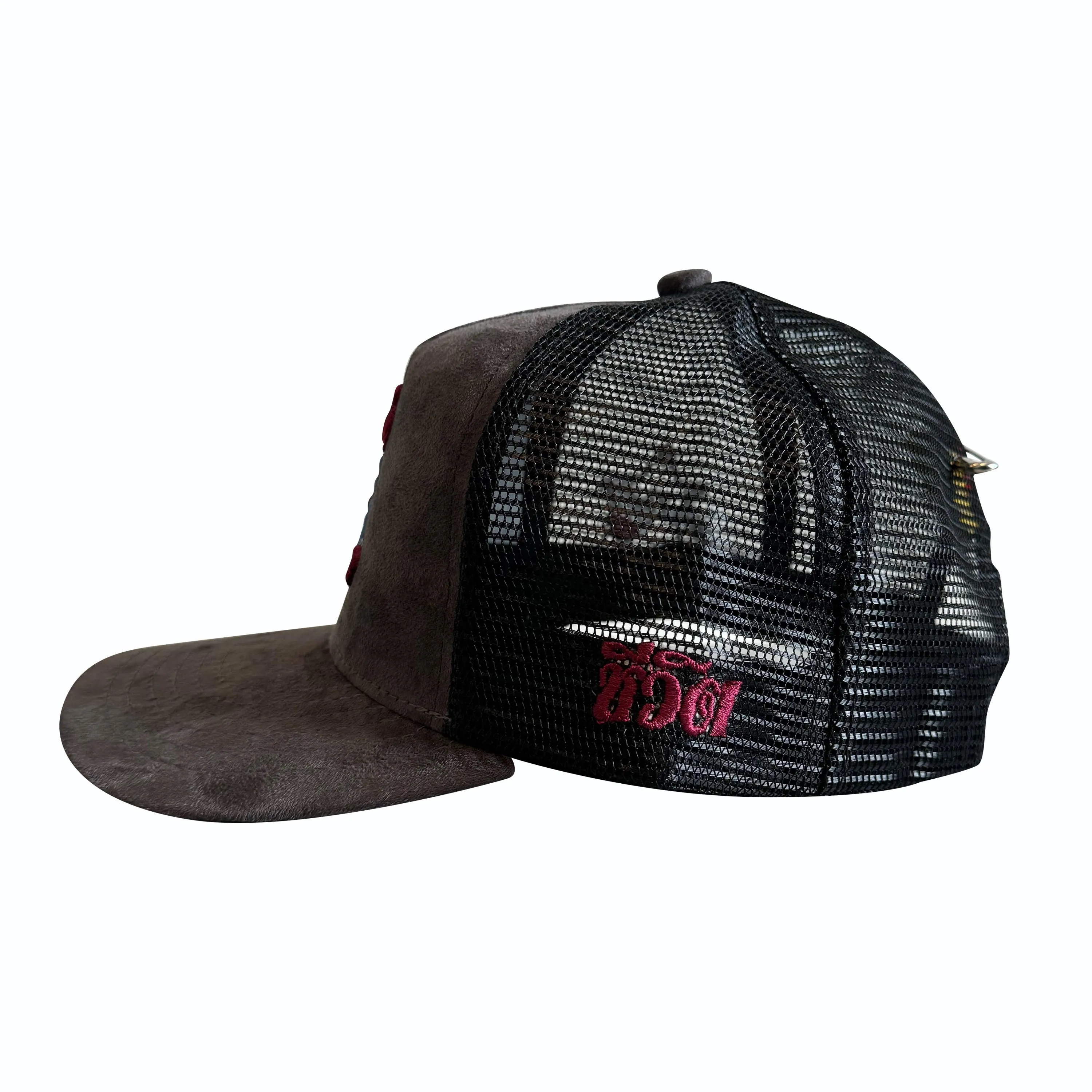 GREY SUEDE LR TRUCKER HAT