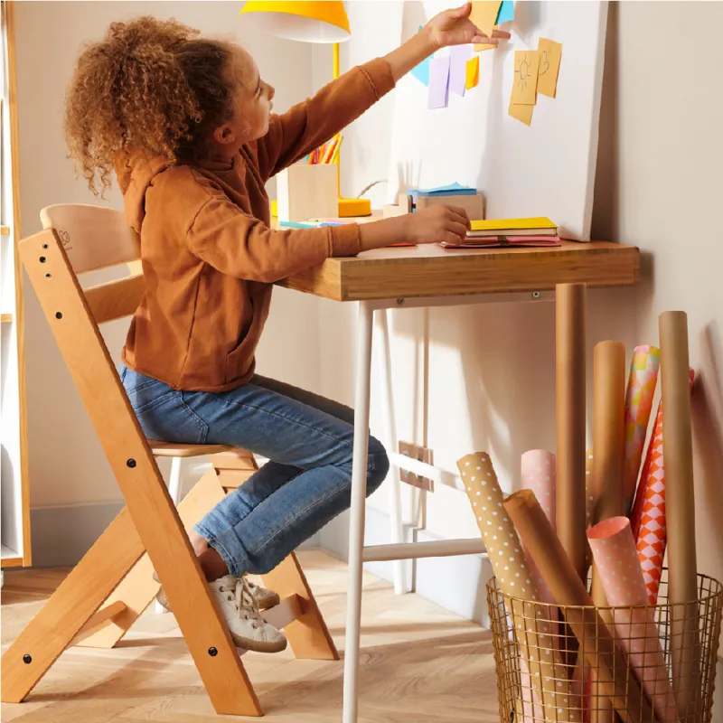 Grow-with-Me Modern Eco-Wooden Highchair & Tray | Height Adjustable | Desk Chair | Natural & White Finish | 6m - 10 years