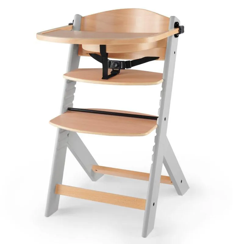 Grow-with-Me Modern Eco-Wooden Highchair & Tray | Height Adjustable | Desk Chair | Soft Grey & Natural Finish | 6m - 10 years