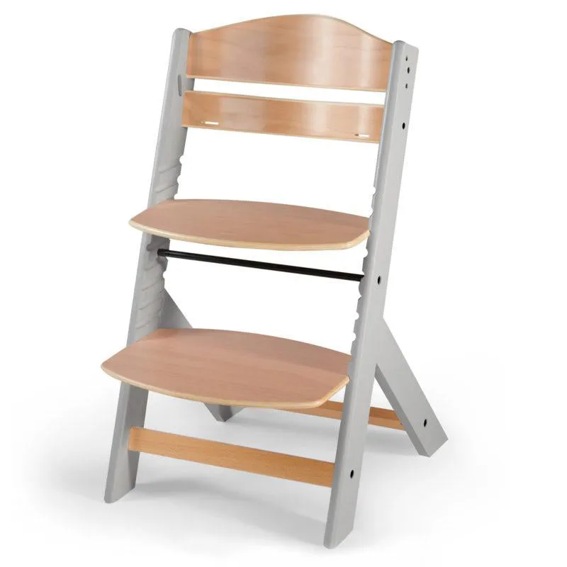 Grow-with-Me Modern Eco-Wooden Highchair & Tray | Height Adjustable | Desk Chair | Soft Grey & Natural Finish | 6m - 10 years