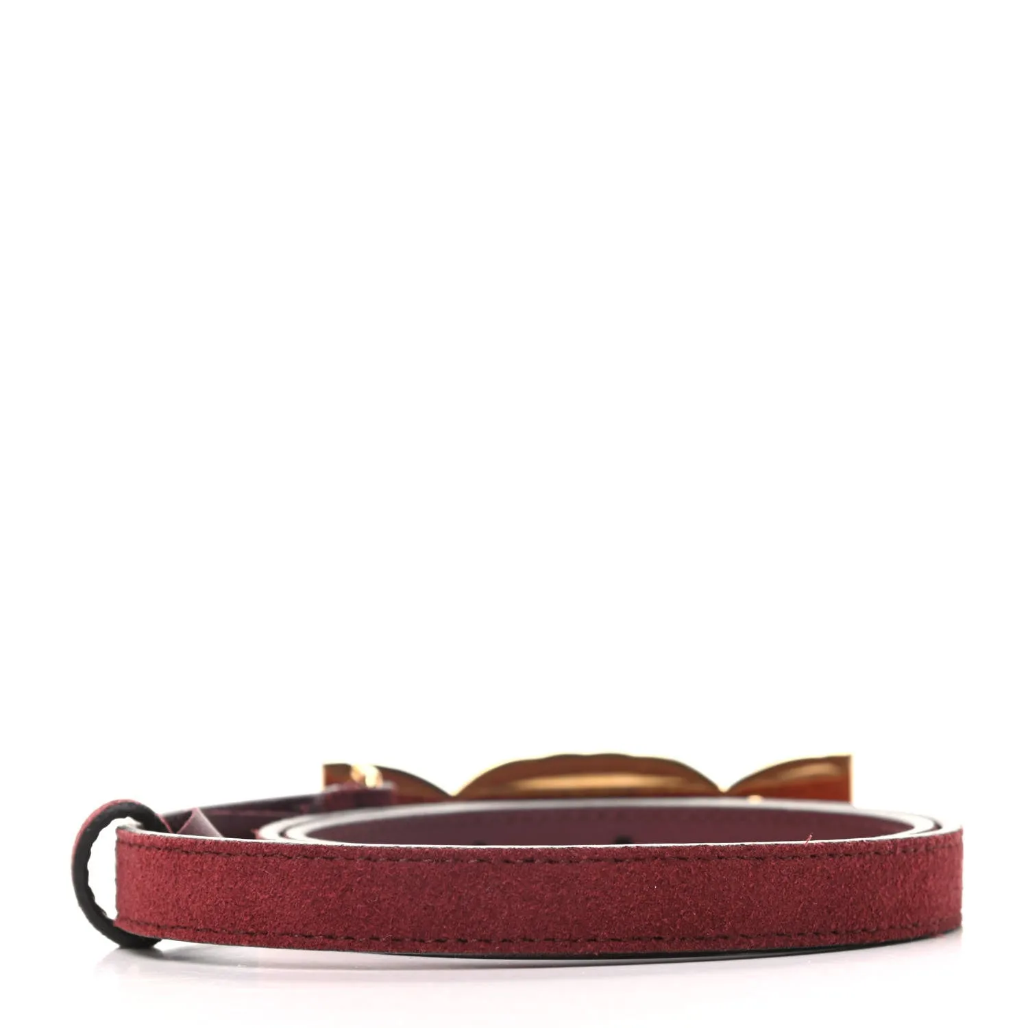 Gucci Interlocking-G Buckle Skinny Suede Belt in Burgundy