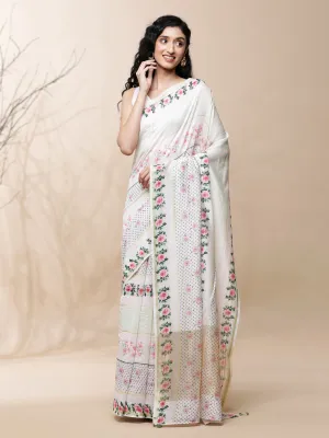 Gulistan Chanderi Pink Silk Saree