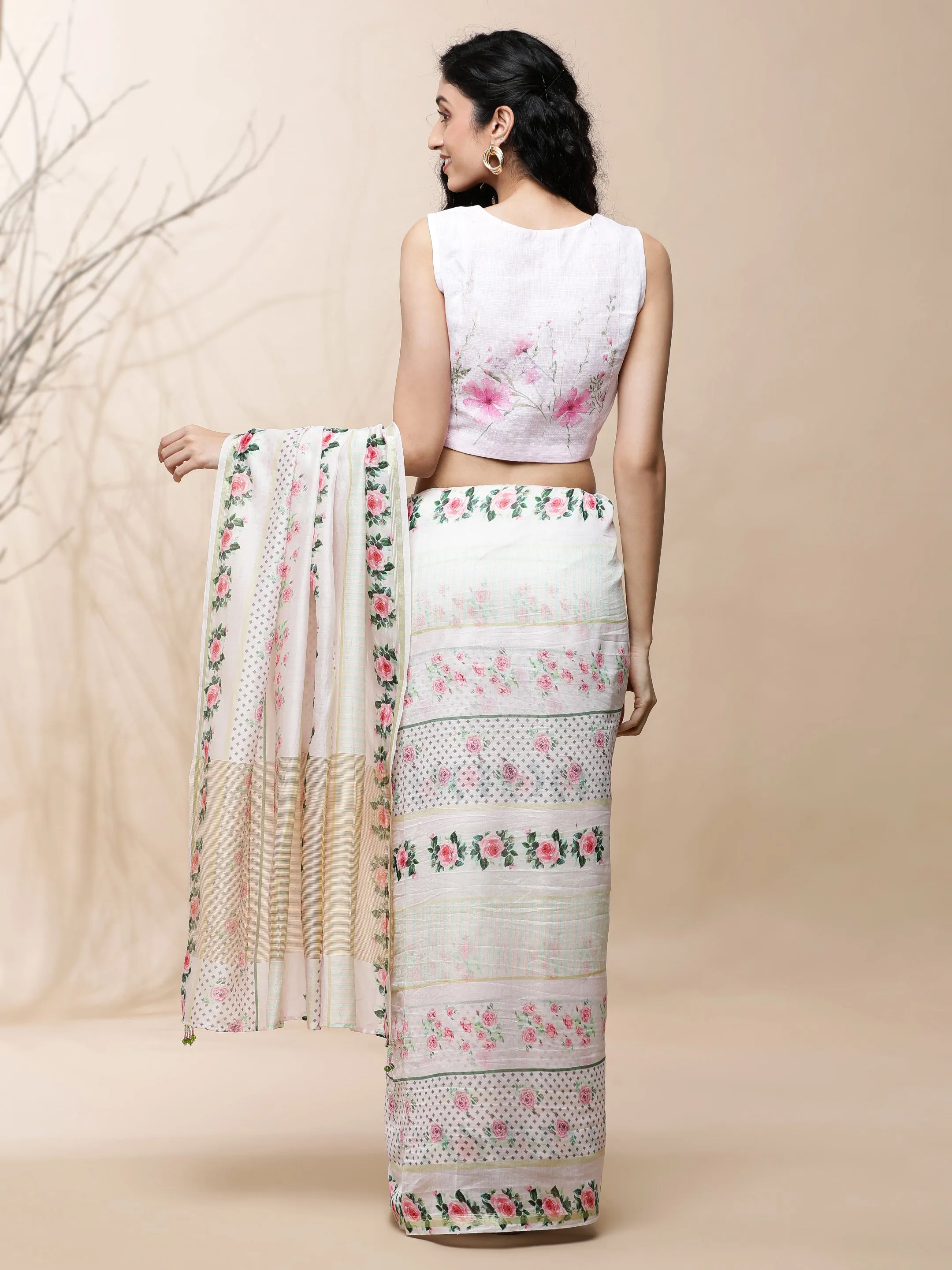 Gulistan Chanderi Pink Silk Saree