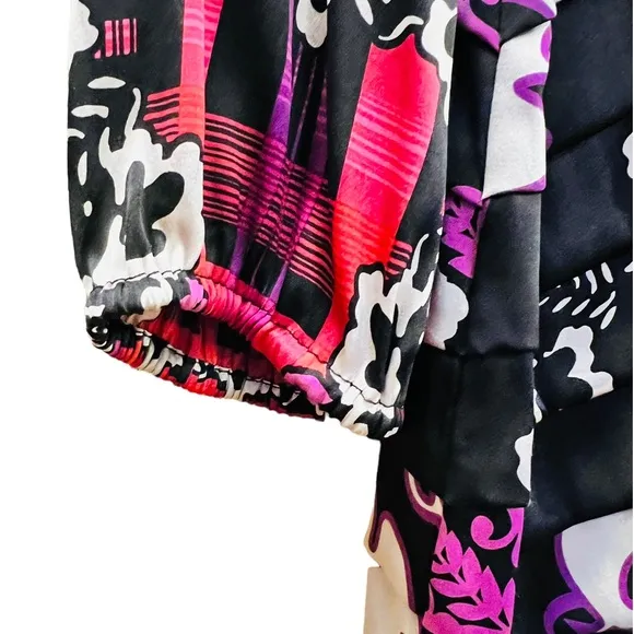 Hale Bob Midi Dress Long Sleeves Size Medium Silk Fabric Back Zipped Closure