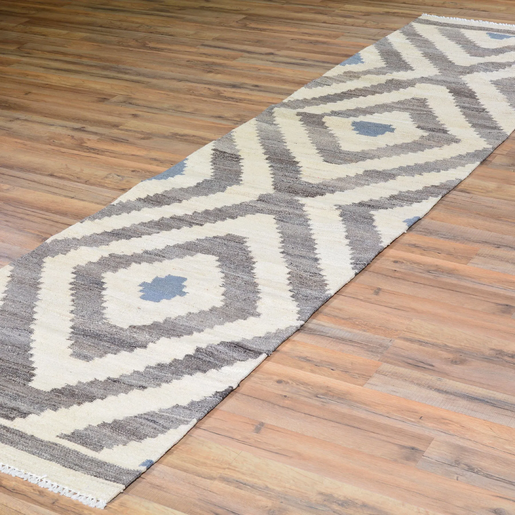 Hand-Woven Flat-weave Kilim Runner 100% Wool Rug (Size 2.5 X 10.0) Cwral-7368